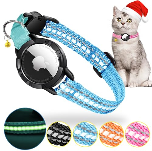 Airtag Katzenhalsband - Integriertes Katzenhalsband Airtag Wasserdicht,Reflektierendes Airtag Halsband Katze Halsband mit Sicherheitsverschluss Gummizug für Kätzchen Klein Hund