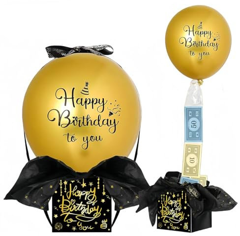 Hsthe Sea Alles Gute zum Geburtstag-Ballon-Überraschungsgeschenkbox, herausziehbare Geldballonbox, Geldgeschenkbox, weibliche Männer, Freunde, Geburtstagsdekoration
