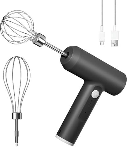 KEAOZVFE Batteur à Main électrique avec 2 batteurs Amovibles et 3 Modes de Vitesse Fouet électrique Batteur à œufs sans Fil Petit mélangeur pour, la Cuisson et la Cuisson(Noir)