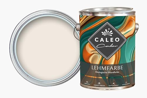 Caleo Color Lehmfarbe - ökologische Wandfarbe für Wohnzimmer und Co. - hoch deckend, tropffrei, geruchsneutral (ALTWEISS, 2,25 Liter)