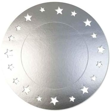 6 Sottopiatti Ø33cm - ARGENTO LUCIDO STELLE - SOTTOPIATTO in carta monouso - addobbo decoro tavola feste di compleanno, natale, matrimonio, anniversario, nozze, capodanno, party ecc.