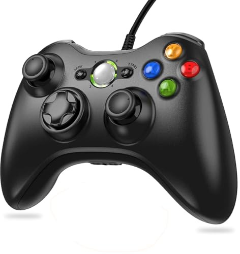 Lunriwis Mando para Xbox 360 y PC (Joystick de Juego con Cable USB Compatible con Microsoft Xbox 360 y PC Windows 7/8/10/XP)