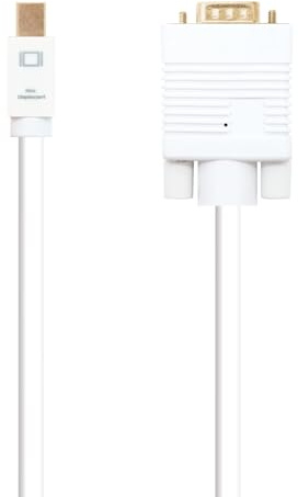 Brightium Câble convertisseur Mini DP vers VGA, 3 m, blanc, idéal pour connecter des appareils à des écrans et projecteurs.
