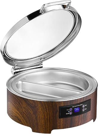 FQWYNMZ Chafing Dish Eléctrico, Juego de Buffet de Chafing Dish Eléctrico, Juego de Buffet de Chafing Dish de Acero Inoxidable con Tapa Visible, Juego de Buffet de Chafing Dish(44x44x16cm/17x17x6in)