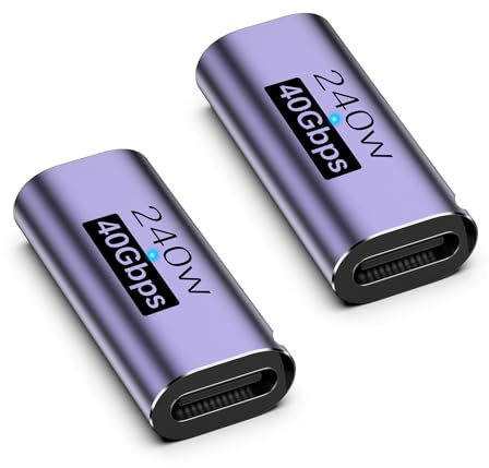 LUIRSAY USB C Kupplung, 2PCS USB C Female to Female Verbinder 8K@60Hz 40Gbps, C Buchse auf C Buchse mit 240W,Thunderbolt 4/3 Adapter Kompatibel mit iPhone16/15, iPad, MacBook pro