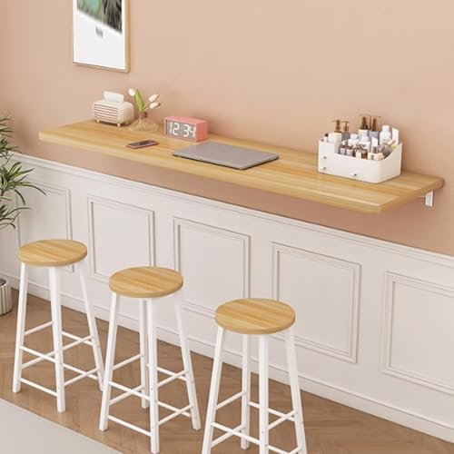 Industrieller Wand-Klapptisch für kleine Räume, Holzwand, Küche, Esstisch, schmal, lang, schwimmend, platzsparende Lösung