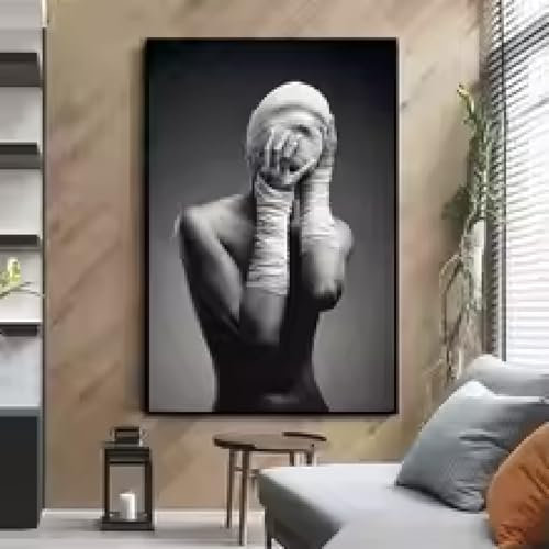 Body Art Sexy nackte Frau Gaze Leinwanddruck Gemälde Wandkunst Dekor Wohnkultur 30x45cm Rahmenlos