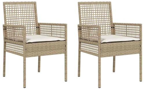 vidaXL Sedia da Giardino 2 PCS Beige 55 x 53 x 85 cm polyrattan, Sedie Moderne da Giardino e terrazza, Sedia Resistente alle intemperie, mobili in Polyrattan Confortevoli per Relax all'aperto