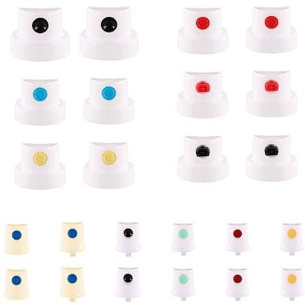 24pcs Spray Can Nozzle, Universal Spray Paint Caps Adapter for Female Cans Spout Bottle Nozzle Replacement for Wall Graffiti Art Creation Painting