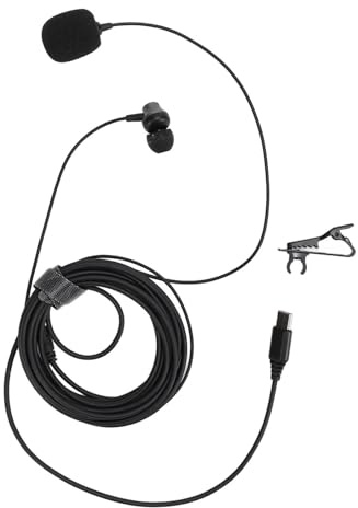 Professional Lavalier Clip On Microphone Condenser Mic Type C Wearable Mic with Windproof Foam Cover for Live Streaming Stage Performances Hosts Broadcasters ABS Material 9.8ft