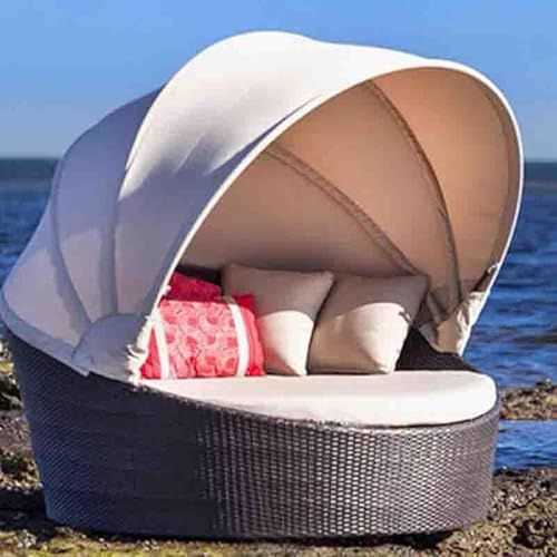 Ersatzüberdachung Für Sonneninsel, Patio Ersatzdach Für Runde Tagesbetten – Retractable Sonnendach Für 66 Zoll Outdoor Rattan Sonnenliege, Nur Baldachin-grey