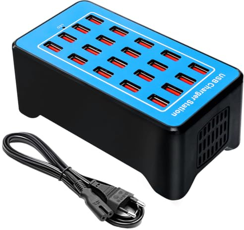USB-laddare multifack, USB-laddningsstation, 20 portar 100 W/20 A strömförsörjning, laddningsstation snabbladdare för flera enheter skrivbord laddare Power Hub, för Galaxy S25 Ultra/Google