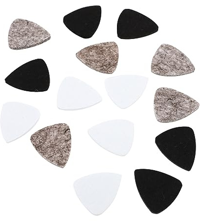 Kisangel 15 Stück Filz Gitarrenplektren Für Akustikgitarre E-gitarre Bass Und Ukulele Leicht Flexibel Langlebig Schwarzes Weißes Und Graues Plektrum Zubehör