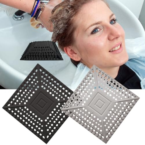 iAnomla 2 Stück Quadrat Silikon Abflusssieb Haarsieb Dusche, Duschablauf Haarsieb Haarstopper Haarfänger Dusche, 5.3in Küche Badewanne Waschbecken Abflusssieb Spülbecken Sieb Schwarz+Grau