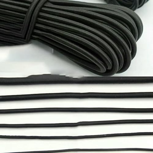 Lote de 5/10 metros de banda elástica redonda negra de 3/5/6/8/10 mm, cuerda elástica de goma para coser prendas, accesorios de bricolaje, 5 mm, 10 metros.