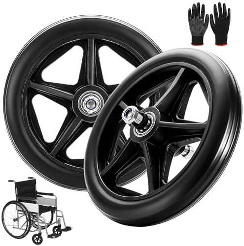 2 Stück 20 cm (8 Zoll) Solide Ersatzräder, Rollator Vorderräder, Verschleißfeste PU-Reifen, Rutschfeste und Langlebige, ABS-Radnabe für Rollstühle, Rollatoren, Gehhilfen(Schwarz)