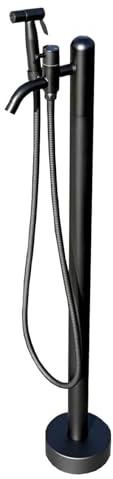 Zuiquity Fontana da Giardino in Acciaio Inox 304 con Rubinetto e Pistola a Spruzzo, Colonnina Acqua Giardino Design Moderno Nero, Fontana Giardino