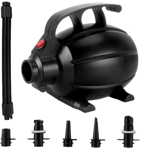 HIULLEN Elektrisk luftpump på 600 W, med 5 munstycken, luftpump, luftmadrass för madrass, soffa, pool, pool, gummibåtar, vattensängar