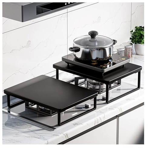 QSTGX Copertura Per Fornello A Gas 5 Fuochi In Legno Copri Piano Cottura Staffe di Sollevamento Cucina Nessuna Installazione per Piano Di Lavoro, Lavello, Camper(C,30x40x8.5 cm)