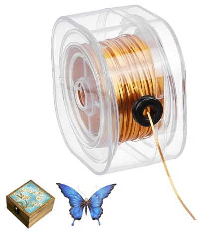 NBEADS 50m Flacher Aluminium Schmuckdraht, Cloisonné Draht 1mm Breiter Cloisonne-Draht Mit Aufbewahrungsbox Für Die Herstellung von Fassungen Und Armaturen, Golden, Dicke 0.3mm
