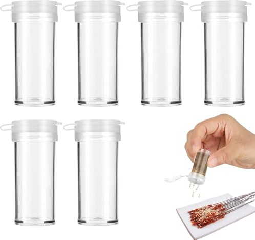 6 Stück Mini Salzstreuer,Mini Salzstreuer Für Unterwegs,Mini Gewürzstreuer, Gewürzflaschen Klein,Tragebare Ministreuer,Gewürzspender Mit Deckel,Für Brotdose Unterwegs Camping Bento-Box 10ml