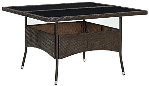 Generisch Garten-Esstisch Braun Poly Rattan und Glas,Möbel,Gartenmöbel,Gartentische-310556