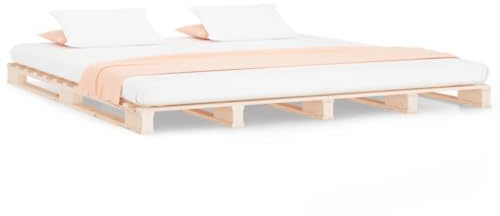 YNGBHFNOP Pallet Bed without Mattress 160x200 cm Solid Wood Platform Frame with Headboard No Box Spring Needed Modern Wooden Bed Base for Bedroom Living Room Hotel Easy Assembly