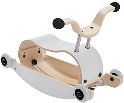 Wishbone Mini FLIP Mix & Match 3in1 - Laufwagen + Rutschauto + Schaukel in Farbe: Top weiß + Base weiß + Räder weiß