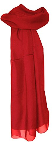 Avenella Uni-Farbener Chiffon Seidenschal, ca. 180x50 cm; 100% Seide, feine glatte Seide, leicht transparent; Farbe rot