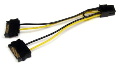Cable Adaptador 15cm Alimentación SATA a Conector 6 Pines de Corriente de Tarjeta Gráfica PCI Express PCIe