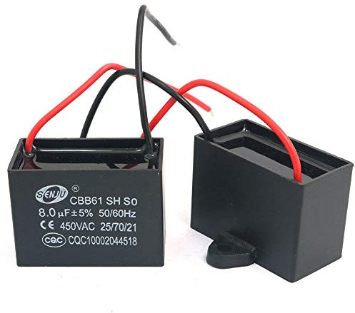 DollaTek 2Pcs CBB61 8uF 450V AC 50/60Hz Condensador Corriente del Motor de Ventilador del acondicionador de Aire