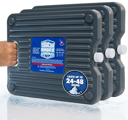 Cooler Shock Ice Packs for Cooler, Reusable, Long Lasting, Cold Freezer Packs for Coolers, Lunch Bags & Totes to Keep Food Fresh