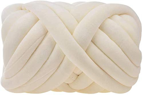 Handgestricktes Wollgarn, 25 m/500 g, rund, grobe Linie, Strickwolle, handgestrickt, grobe Linie, DIY-Geschenk für Armstricken, Teppiche, Decken und Handwerk (beige)