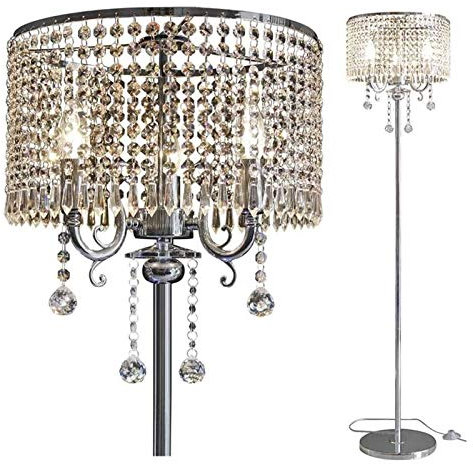 Elegantes Design K9 Kristall Stehleuchte Chrom-Finish,2 Leuchten Beleuchtung, Europäische Moderne Luxus Verhältnis AA+