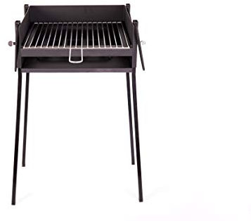 BRICOMIRAS Barbacoa CARBÓN Y LEÑA 40X40 CENTÍMETROS con Soporte para PAELLERA Ideal Camping Y Playa