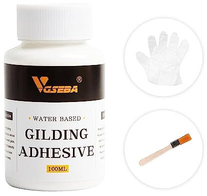 Adesivo per doratura, resina epossidica a base d'acqua a foglia d'oro per artigianato, arti e legno (100 ml + pennello + guanti)