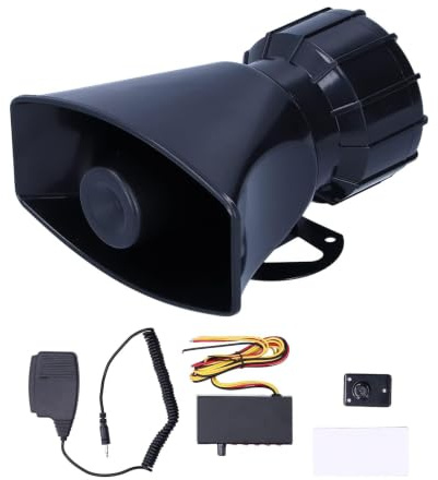Auto Alarmhorn, 12V 100W 125DB Autowarn Lautsprecher Auto Horn Megaphon 5-Sound Notfall Alarm Alarm Feuer Sirene Ersatz für Auto Motorrad