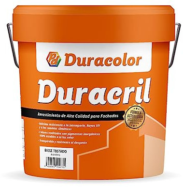 Pintura Duracril Liso - Color Beige Tostado - 12 Litros - Resistente a la Intemperie y a la Radiación Ultravioleta - Pintura Transpirable - Pigmentos Inorgánicos - Especial Para Fachadas - Duracolor