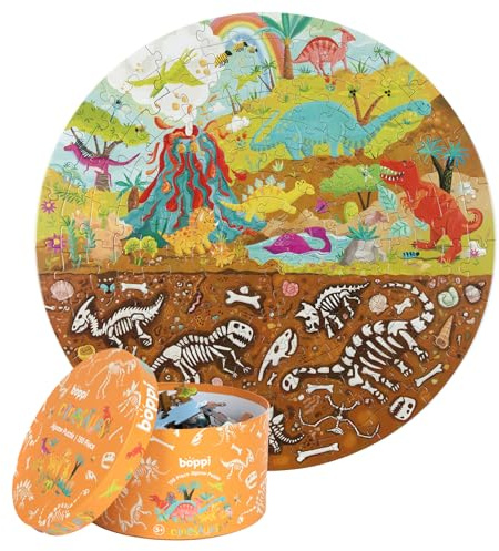 boppi Rundpuzzle – Dinosaurier/Fossilien – 150-teiliges Lernpuzzle – Umweltfreundlich | 100% Recyclingkarton – Alter 5+