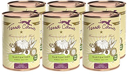 Terra Canis Gemüse-Obst-Mix Gartentopf 6 x 400 g – Obst und Gemüse für Hunde mit wertvollen Vitaminen, Hundefutter getreidefrei, ideal als Ergänzung zur Reinfleisch-Fütterung
