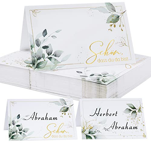 50pz Cartellini Segnaposto Tedesco (verde foglie)