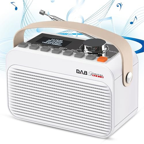 Greadio DAB/DAB+ Radio with Bluetooth, 3600mAh Rechargeable Battery FM Radio, Portable Mains and Battery Powered Digital Radio, USB/TF Card Port, Best Reception, 80 Preset Stations