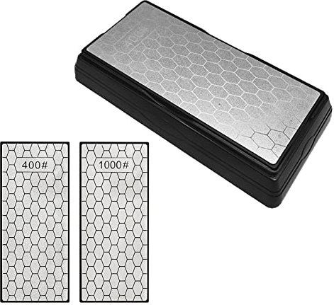 Deruilong Doppelseitiger Diamant-Schleifstein für Schere, Messer, Outdoor, Küche, Schärfwerkzeuge, grob, 400#/extra fein, 1000#