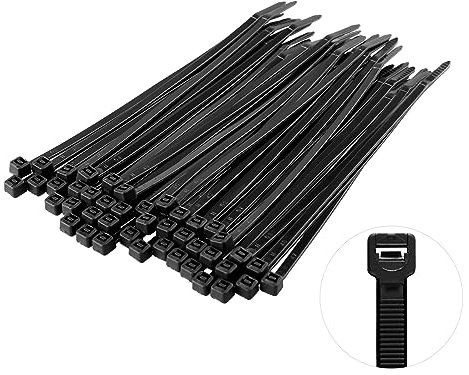MEKEET Black Cable Ties 4 inch - 100mm x 2.5mm, Pack of 100, Small Nylon Zip Ties, Multi-Purpose Plastic Tie Wraps, Secure Self-Locking Mechanism, for Home, Garden, Office and DIY