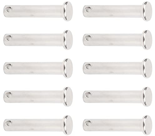 Pasadores de horquilla, 10 unidades, M8 x 40 mm, redondos, acero inoxidable 304, piezas móviles lineales, cabeza plana, accesorios de 3 puntos