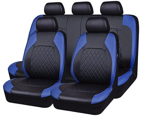 HYGGLY Auto Sitzbezüge Sets für Ford Fiesta’09 MK7 2011 2012 2013-2017, 9 Stück Allwetter Wasserdicht Autositzbezüge Sitzschoner Schonbezug Set rutschfest Sitzkissen Protektoren Zubehör,Blue/A