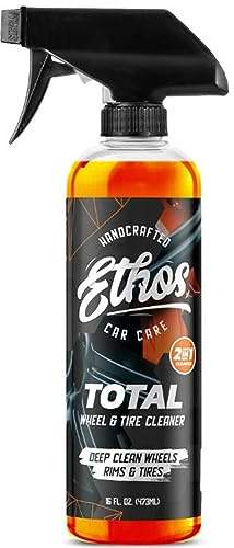 Ethos Handcrafted Car Care Total Wheel & Tire Cleaner - Professional All-In-One Solution for Sparkling Wheels & Tires | Dissolves Brake Dust, Dirt, and Grime | Safe for All Factory Finishes