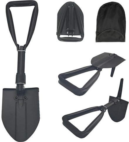 Pieghevole Pala 48cm, Pala da neve, Strumento Di Trincea In Acciaio Ad Alto Tenore Di Carbonio 50#, Pala Da Campeggio Pieghevole Militare,Portatile Vanga, Per Campeggio, Escursionismo, Attivit, Car