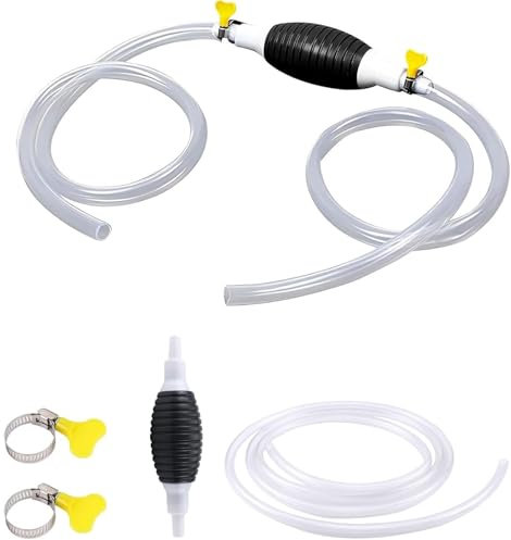 Benzinpumpe Handpumpe, Absaugpumpe Kraftstoffpumpe, Transferpumpe, 1M Länge Ölabsaugpumpe, Multifunktions Flüssigkeitssauger, mit 2 Metallklammer, für Gas, Benzine-Olie, Diesel, Vloeibaar Aquarium