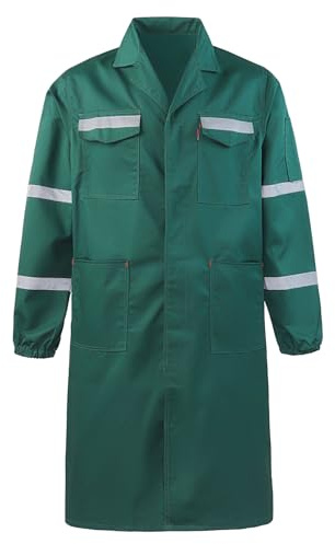 KTWOLEN Homme Blouse de Laboratoire Multi-poches Blouse de Travail à Haute Visibilité Vêtements de Travail Réfléchissantes Chemises Veste de Laboratoire, Vert, M
